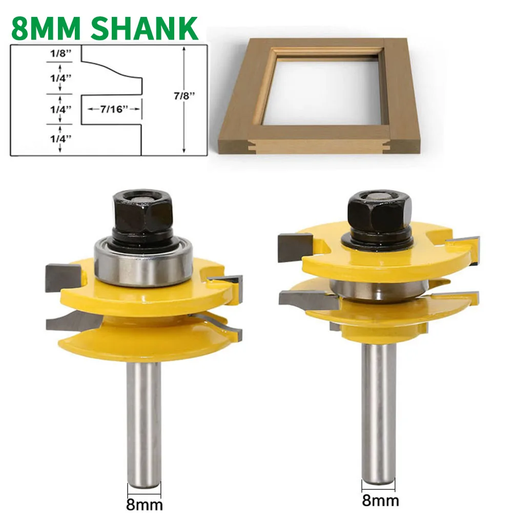 2PC/Set 8MM Shank Milling Cutter Wood Carving Rail and Stile Router Bit Set Door Knife Woodworking Cutter Woodwork Tenon Cutter
2PC/Set 8MM Shank Milling Cutter Wood Carving Rail and Stile Router Bit Set Door Knife Woodworking Cutter Woodwork Tenon Cutter