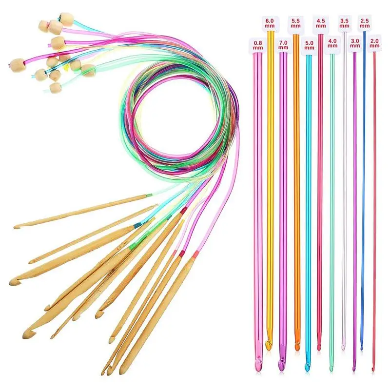 23PCS Aluminum Tunisian Crochet Hook Set Natural Bamboo Flexible Knitting Needles About 3-10mm With Beads Sewing Tools
23PCS Aluminum Tunisian Crochet Hook Set Natural Bamboo Flexible Knitting Needles About 3-10mm With Beads Sewing Tools