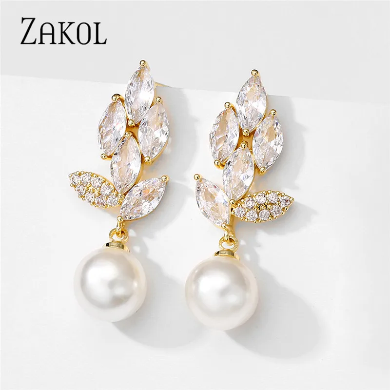 ZAKOL TRENDY Water Drop Cubic Zirconia Statement Earrings Luxury Wedding Party Pearl Earring Jewelry for Women EP5147
ZAKOL TRENDY Water Drop Cubic Zirconia Statement Earrings Luxury Wedding Party Pearl Earring Jewelry for Women EP5147
