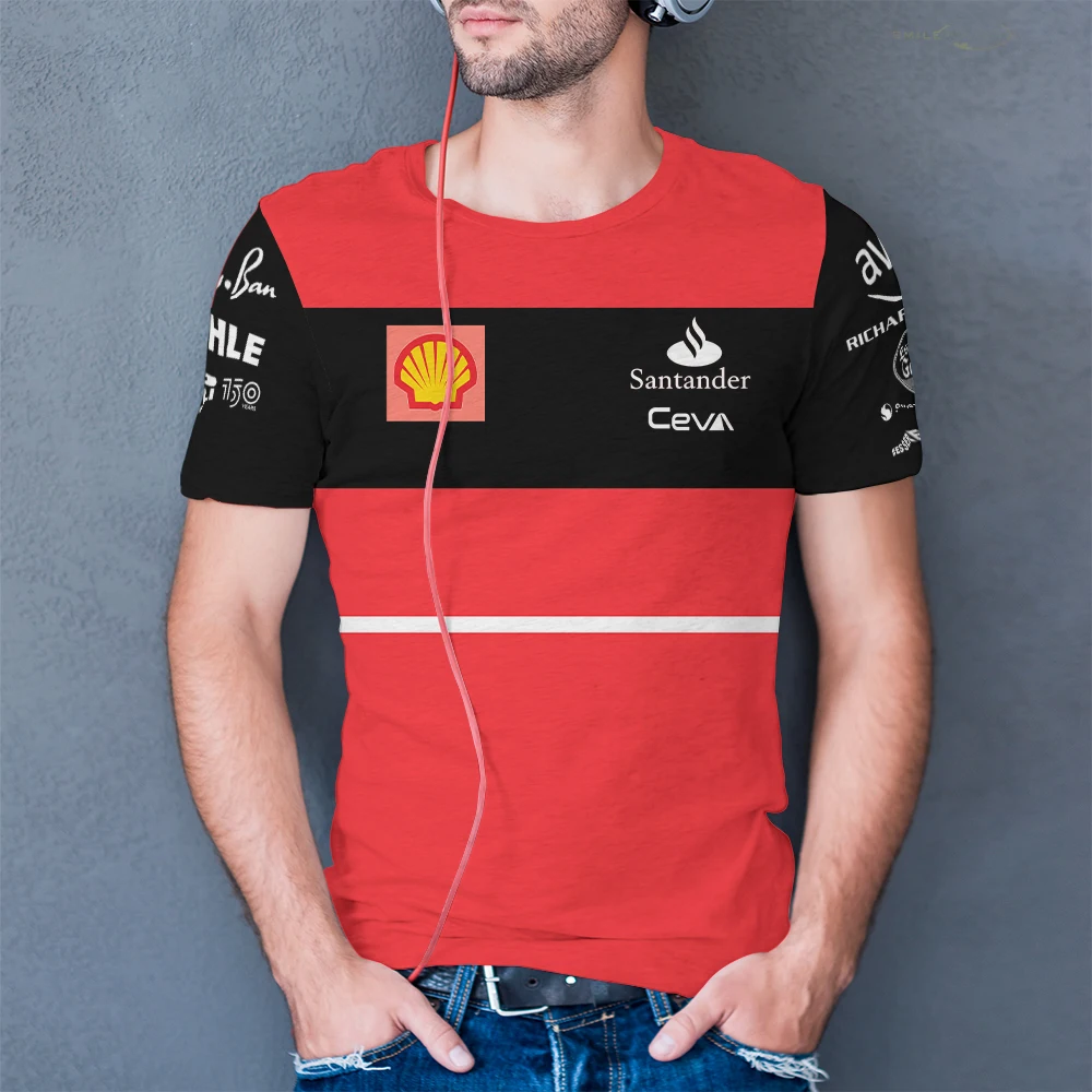 Красная мужская футболка формула One F1 Ferrari из команды WINNOW с принтом коротким