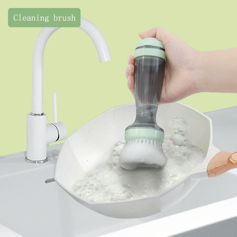 Kitchen long handle automatic liquid-filling brush pot artifact silicone stove pot-washing sponge scouring pad cleaning brush
Kitchen long handle automatic liquid-filling brush pot artifact silicone stove pot-washing sponge scouring pad cleaning brush