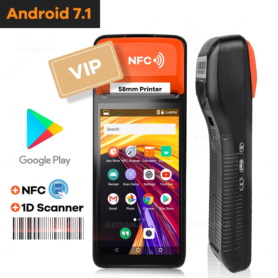 Handheld POS PDA Android Terminal NFC Barcode Scanner With 58mm Thermal Receipt Bill Printer 4G Bluetooth WiFi Google Play SII
Handheld POS PDA Android Terminal NFC Barcode Scanner With 58mm Thermal Receipt Bill Printer 4G Bluetooth WiFi Google Play SII