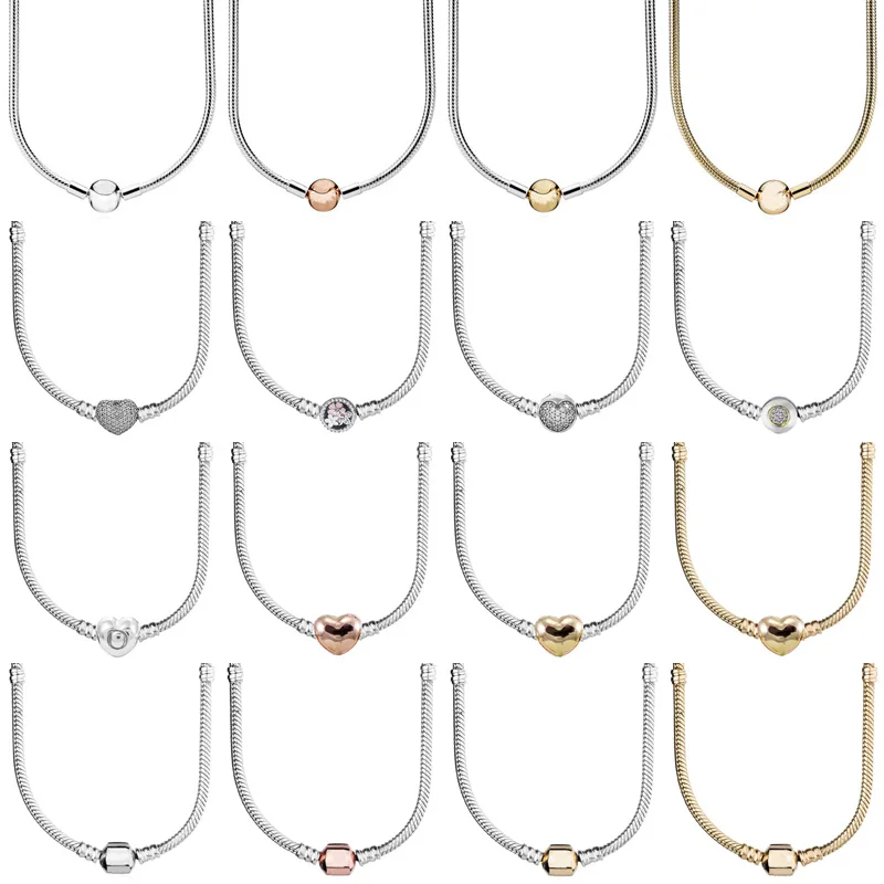 Original Poetic Blooms Love Heart Ball Barrel Clasp Snake Chain 925 Sterling Silver Necklace For Fashion Bead Charm DIY Jewelry
Original Poetic Blooms Love Heart Ball Barrel Clasp Snake Chain 925 Sterling Silver Necklace For Fashion Bead Charm DIY Jewelry