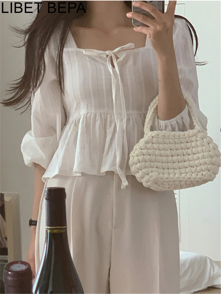 BL3629 New 2023 Elegant Lady Lace Up Sweet Oversized Square Collar Korean Fashion Women Blouses Shirts Spring Vintage Short Tops
BL3629 New 2023 Elegant Lady Lace Up Sweet Oversized Square Collar Korean Fashion Women Blouses Shirts Spring Vintage Short Tops