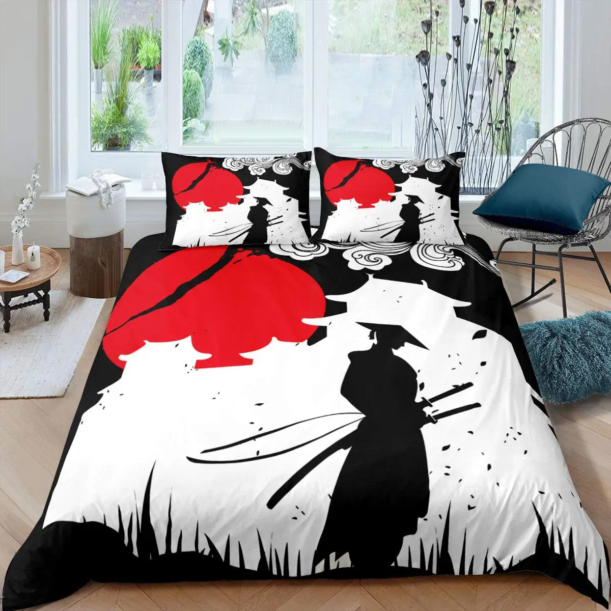 Japanese Samurai Bedding Set King/Queen/Full Size Japan Sunset Scenery Building Silhouette Polyester Duvet Cover Men Black Red
Japanese Samurai Bedding Set King/Queen/Full Size Japan Sunset Scenery Building Silhouette Polyester Duvet Cover Men Black Red