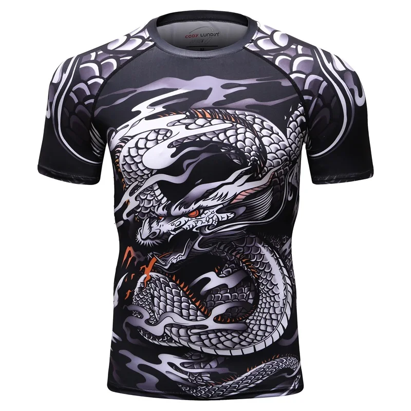 

New Compression Shirt Rashguard Bodybuild Cross Short Sleeve 3D Print Jiu Jitsu T shirts MMA Fitness Quick Dry Tights Rash Guard