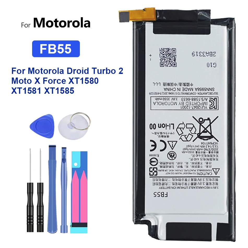 

Battery FB55 3760mAh For Motorola Droid Turbo 2 Turbo2 For Moto X MotoX Force XT1580 XT1581 XT1585 FB 55 Bateria