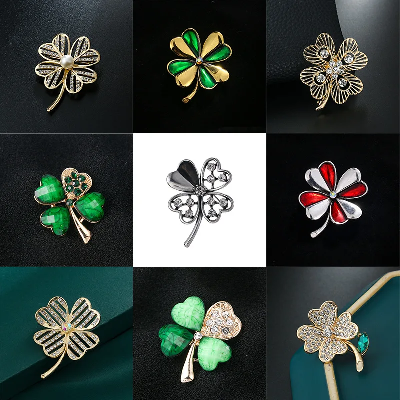 Light Luxury Brand Four-leaf Clover Brooch for Women Green Crystal Alloy Rhindiamond-corsage Female Flower Pin Accessories
Light Luxury Brand Four-leaf Clover Brooch for Women Green Crystal Alloy Rhindiamond-corsage Female Flower Pin Accessories