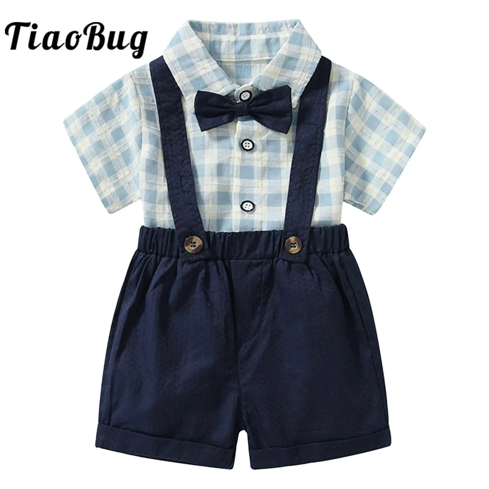 Kids Boys Gentleman Outfit Set Wedding Party Short Sleeve Plaid Shirt with Bow Adjustable Suspenders Shorts Toddlers Dress Suit
Kids Boys Gentleman Outfit Set Wedding Party Short Sleeve Plaid Shirt with Bow Adjustable Suspenders Shorts Toddlers Dress Suit