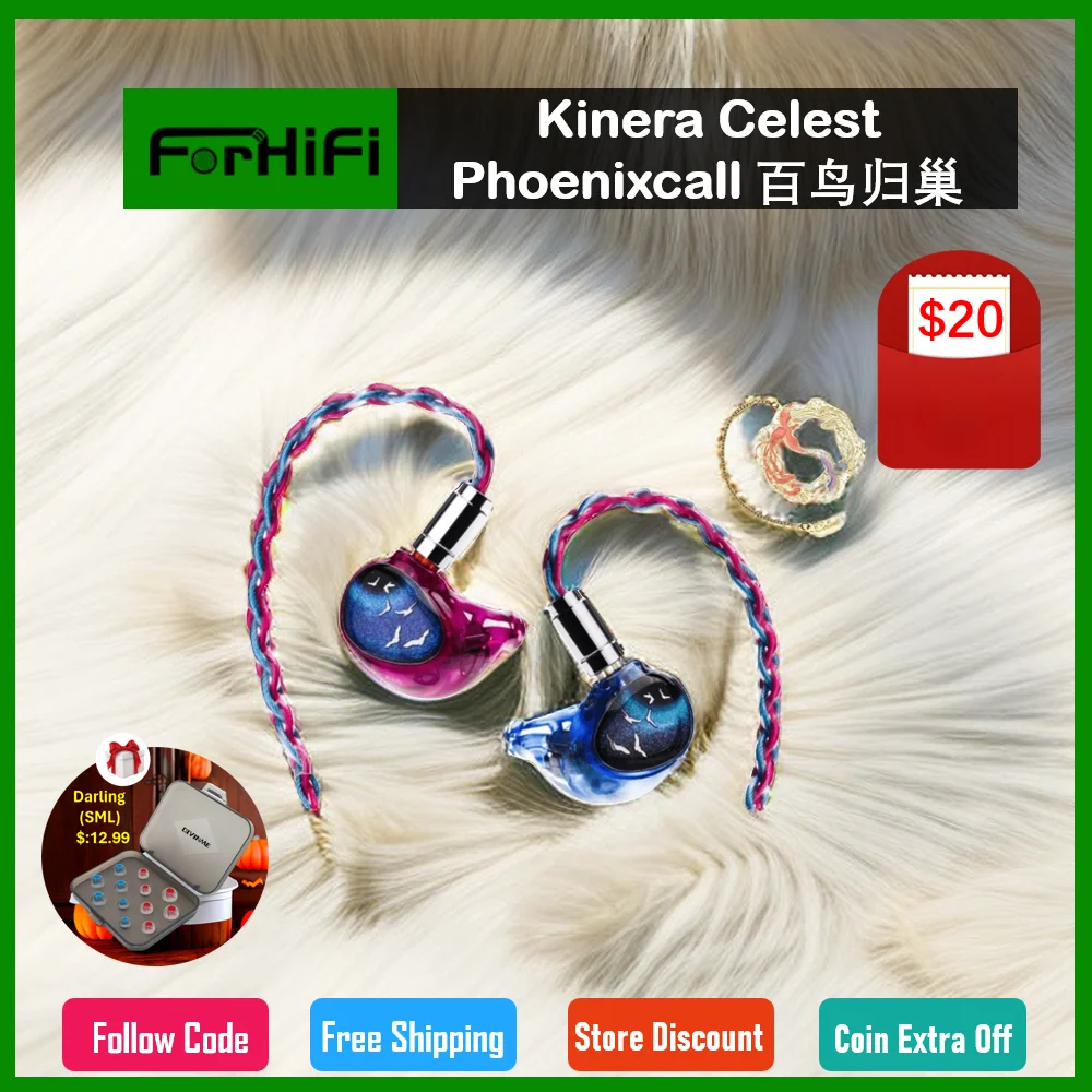 Kinera Celest Phoenixcall 5 Hybrid Drivers IEMs 1DD+2BA+2 Micro Planar Drivers in-Ear Monitors with 5N OCC Silver-plated Cable
Kinera Celest Phoenixcall 5 Hybrid Drivers IEMs 1DD+2BA+2 Micro Planar Drivers in-Ear Monitors with 5N OCC Silver-plated Cable