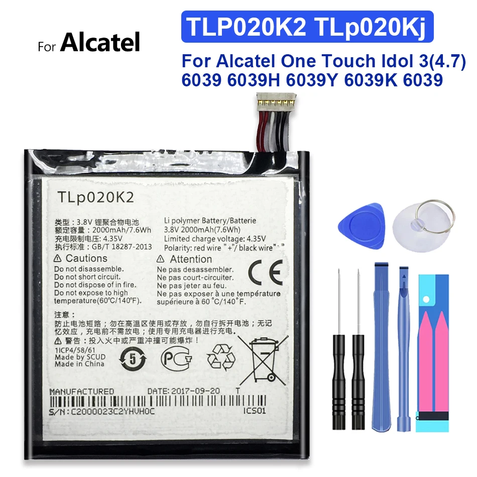 

Сменный аккумулятор 2000 мАч для Alcatel One Touch Idol 3 (4,7) 6039 6039H 6039Y 6039K 6039 TLP020K2/tlp020kj с Трек-кодом