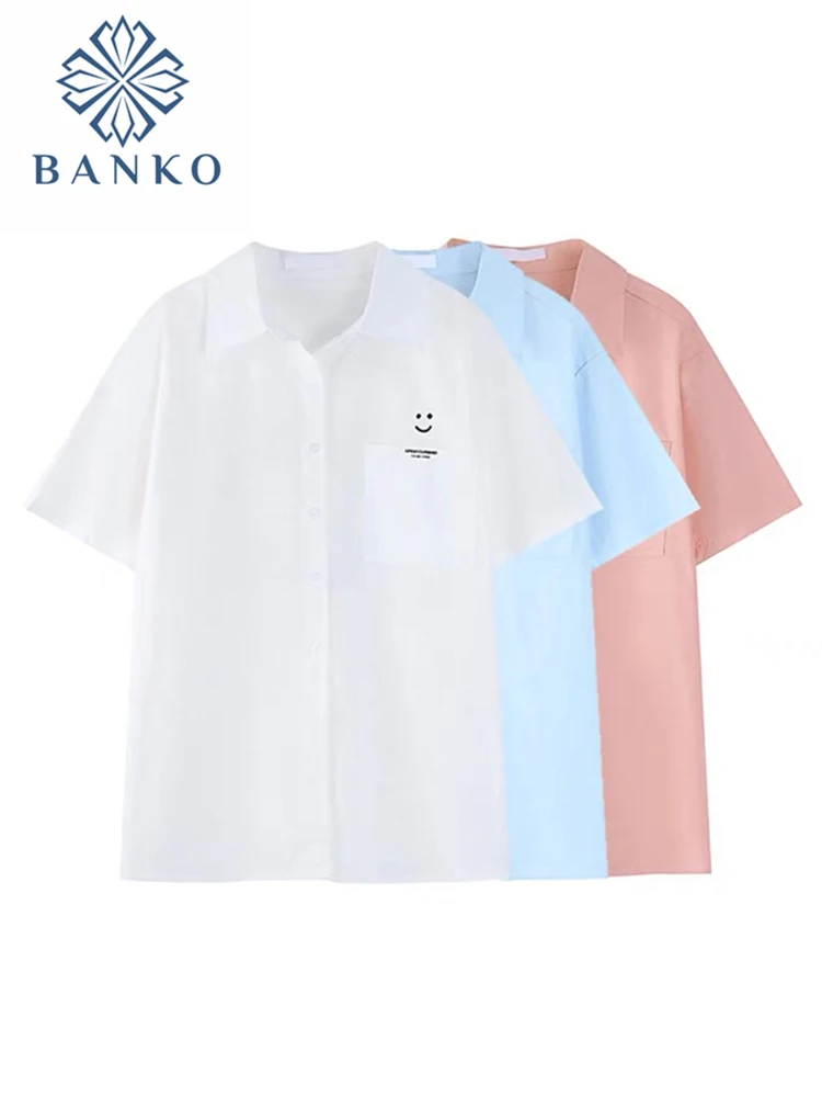 2022 Summer Fashion Women Shirt Short Sleeve Pockets Smiling Face Print Tops Casual Harajuku Solid Loose All-Match Blusas Ladies
2022 Summer Fashion Women Shirt Short Sleeve Pockets Smiling Face Print Tops Casual Harajuku Solid Loose All-Match Blusas Ladies