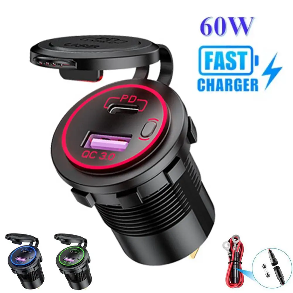 QC3.0 18W USB Type C Car Usb Fast Charger Socket 12V/24V Dual USB Outlet Car Socket With LED Voltmeter And ON/Off Switch Fast
QC3.0 18W USB Type C Car Usb Fast Charger Socket 12V/24V Dual USB Outlet Car Socket With LED Voltmeter And ON/Off Switch Fast
