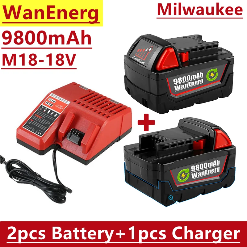 

Аккумуляторная батарея Milwaukee m18v последнего стиля 2022, заменяет литий-ионную батарею на 18 в 9800 мАч, подходит для электроинструментов