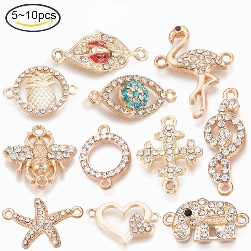 NBEADS 5-10PCS Light Gold Alloy Rhinestone Links connectors Ring Starfish Heart Bee For Jewelry Bracelet Earrings Making
NBEADS 5-10PCS Light Gold Alloy Rhinestone Links connectors Ring Starfish Heart Bee For Jewelry Bracelet Earrings Making
