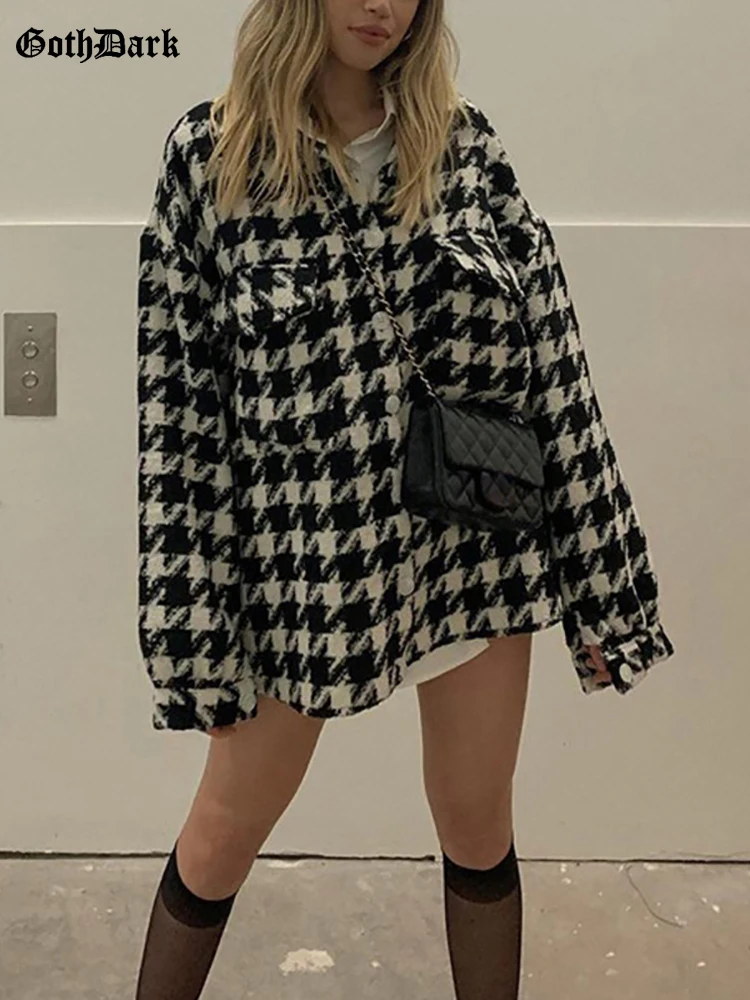 Goth Dark Thick Oversize Houndstooth Shirt Coats Women Autumn Winter Vintage Casual Jackets Grunge egirl Fashion Streetwear 2022
Goth Dark Thick Oversize Houndstooth Shirt Coats Women Autumn Winter Vintage Casual Jackets Grunge egirl Fashion Streetwear 2022