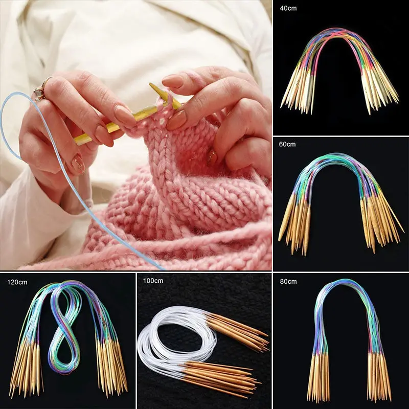 

40-120cm Weaving Pins Stainless Steel Circular Knited Needles Tool Set For Sweater Scarf Needlework Soft Tube Sewing Needles