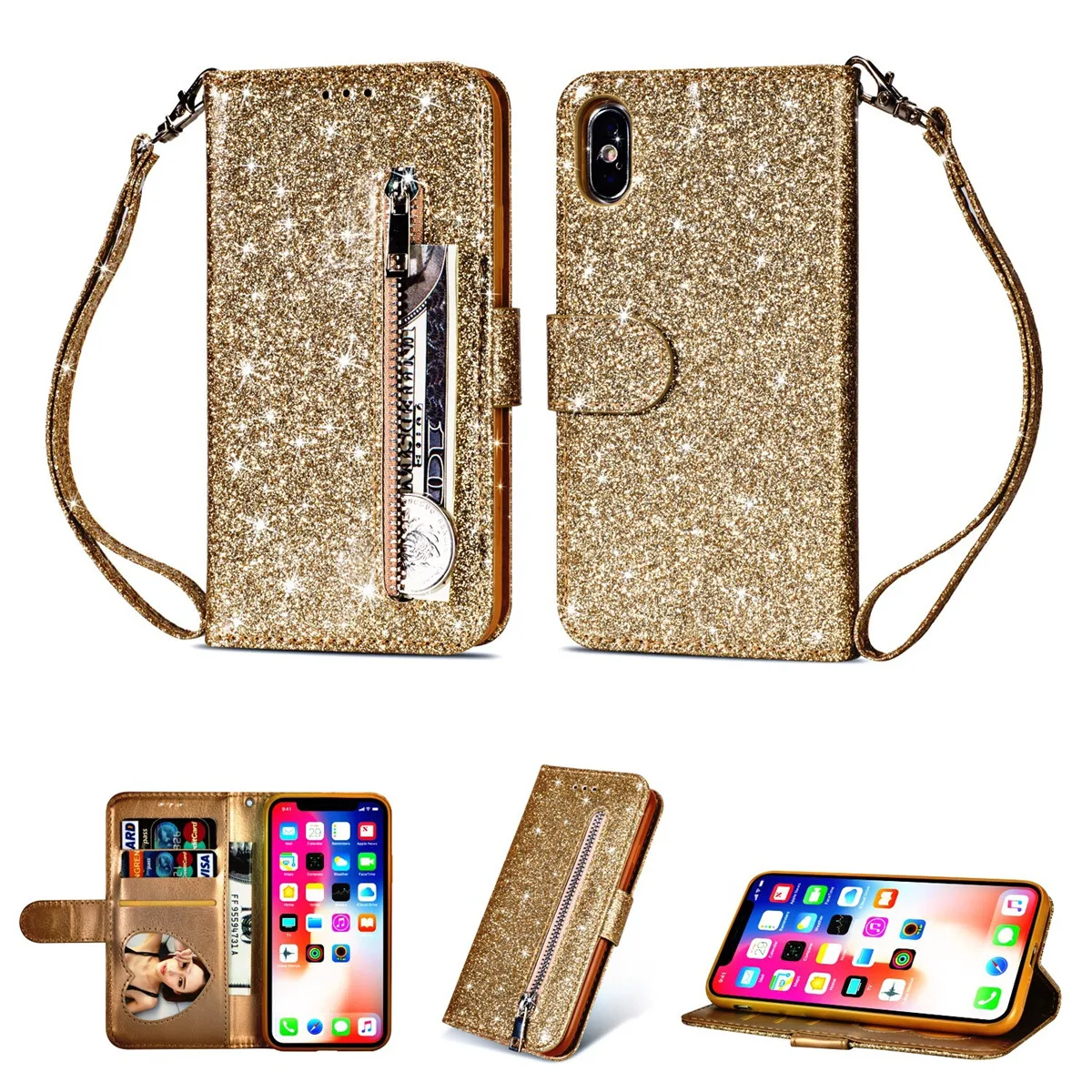Yidai-Silu Flip Wallet Case Kickstand Sequins Card Holder Leather Zipper Glitter Magnetic Purse Cover for Samsung S23 22 Ultra
Yidai-Silu Flip Wallet Case Kickstand Sequins Card Holder Leather Zipper Glitter Magnetic Purse Cover for Samsung S23 22 Ultra