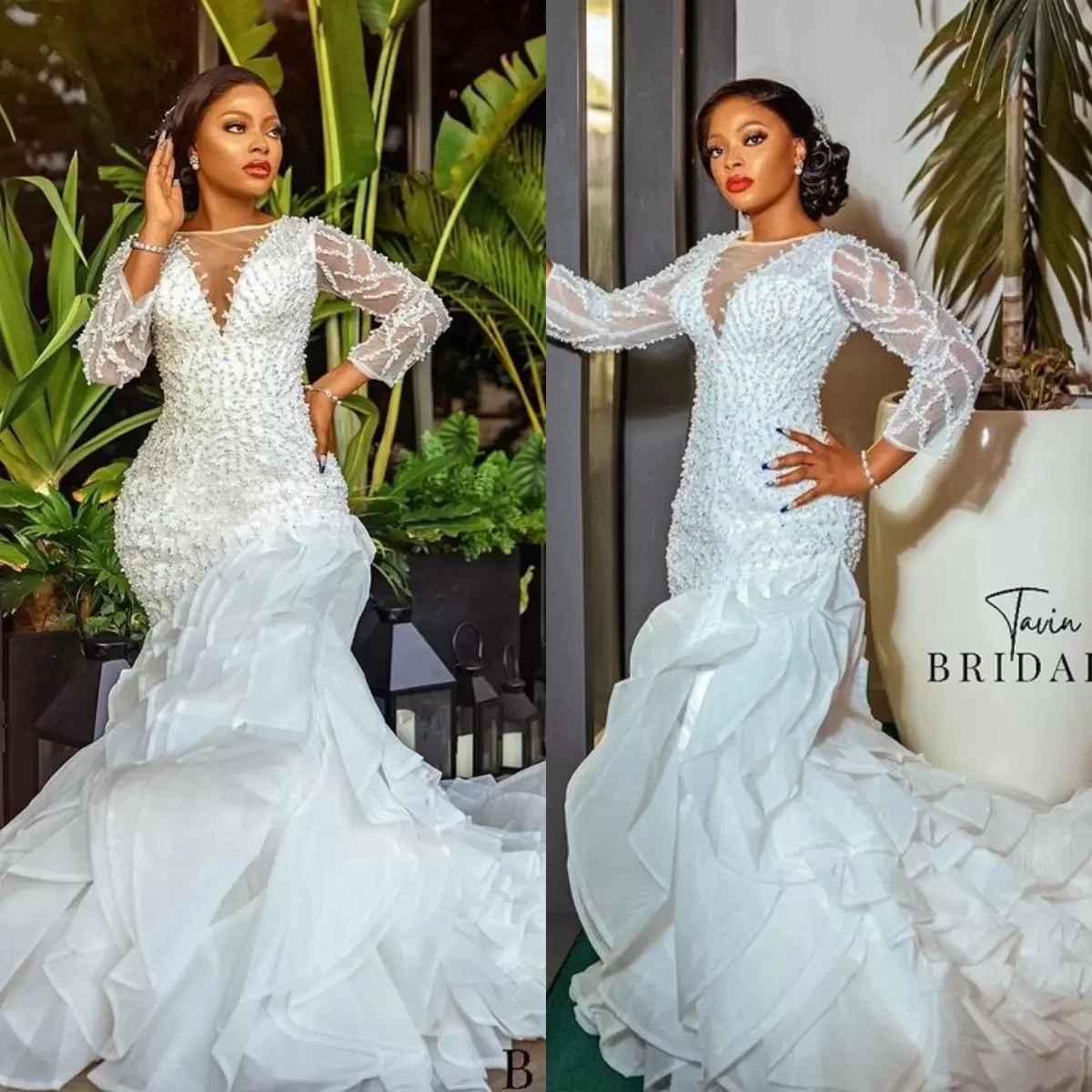 

Customers Often Bought With Similar Items Gorgeous Ruffles Mermaid Wedding Dresses Sheer Neck Sequined Long Sleeve Beaded 2023