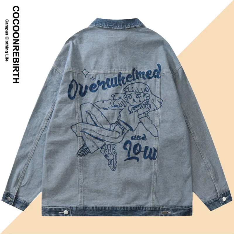 Japanese Denim Jackets Man Women Loose Letter Anime Girl Embroidery Patchwork Cowboy Jackets Autumn High Street Varsity Coats
Japanese Denim Jackets Man Women Loose Letter Anime Girl Embroidery Patchwork Cowboy Jackets Autumn High Street Varsity Coats