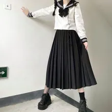 Japanese School Girl Uniform Plus Size JK Black Sailor Basic Cartoon Navy Sailor Uniform sets Navy Costume Women girl costume