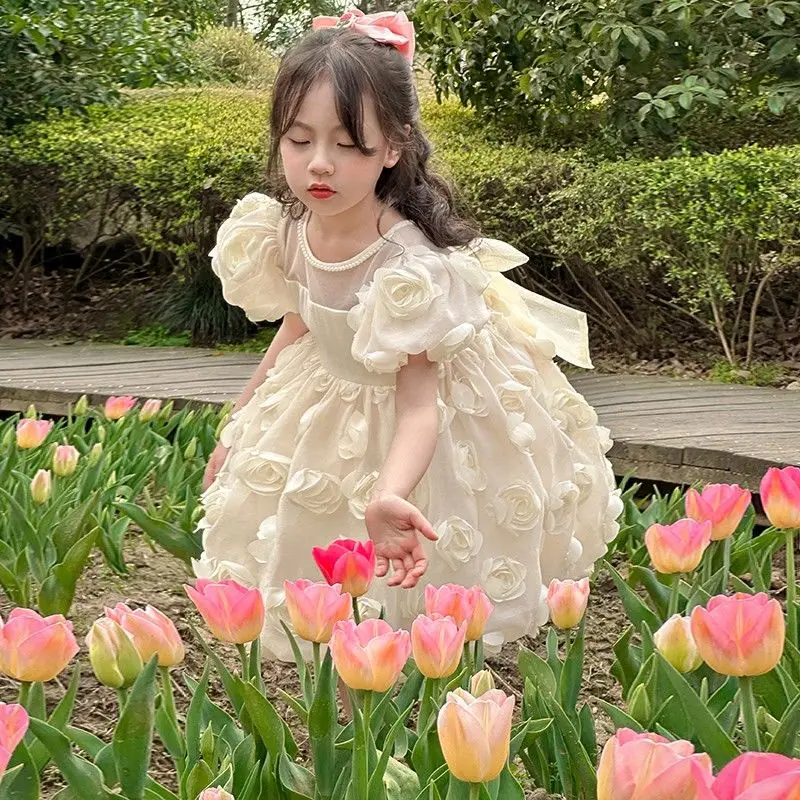 Rose Flower Girls Dresses Lace Lolita Party Ball Gown Puff Sleeve Clothing for Girls Dress for Baby Children Clothing
Rose Flower Girls Dresses Lace Lolita Party Ball Gown Puff Sleeve Clothing for Girls Dress for Baby Children Clothing