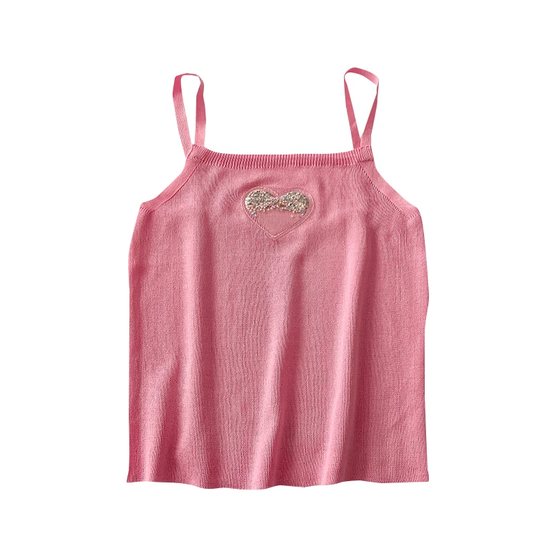 Pink Crop Top Women Summer Chic Love Sequins Cute Knitted Camis Lolita Kawaii Clothing
Pink Crop Top Women Summer Chic Love Sequins Cute Knitted Camis Lolita Kawaii Clothing