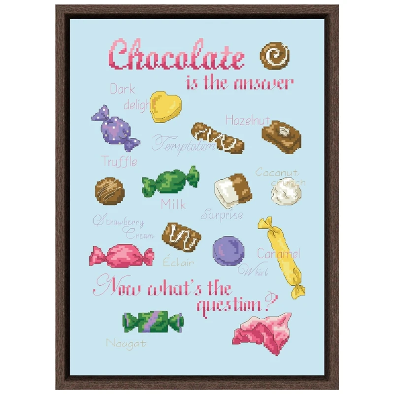 Chocolate is the answer cross embroidery kit word pattern design 18ct 14ct 11ct skyblue canvas Cross-stitch DIY needlework
Chocolate is the answer cross embroidery kit word pattern design 18ct 14ct 11ct skyblue canvas Cross-stitch DIY needlework