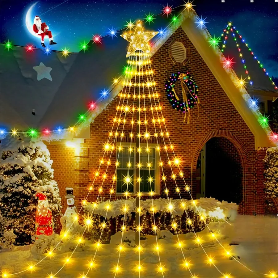 3M Outdoor Christmas Star String Lights 288LED Waterfall Tree Light with Topper Star Fairy Light for Garden Party Decor Garland
3M Outdoor Christmas Star String Lights 288LED Waterfall Tree Light with Topper Star Fairy Light for Garden Party Decor Garland