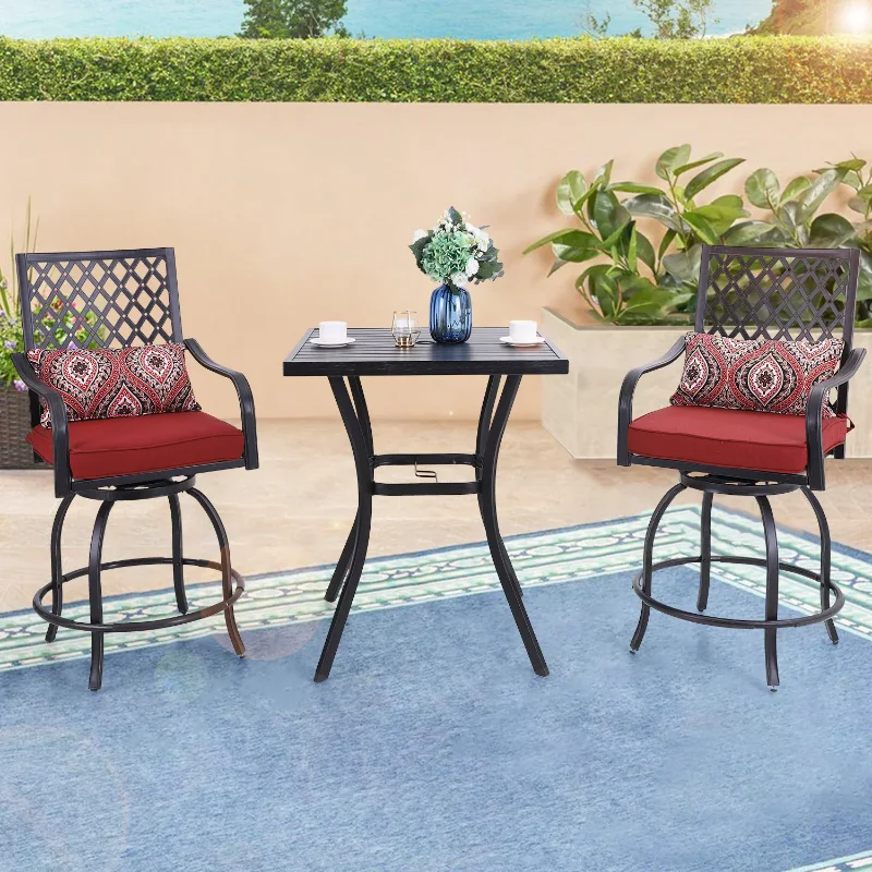MF Studio 3 Pieces Outdoor Bar Set Metal Patio Height Set with 46.5" Swivel Bar Stools and 1 Metal Bar Table, Red
MF Studio 3 Pieces Outdoor Bar Set Metal Patio Height Set with 46.5" Swivel Bar Stools and 1 Metal Bar Table, Red