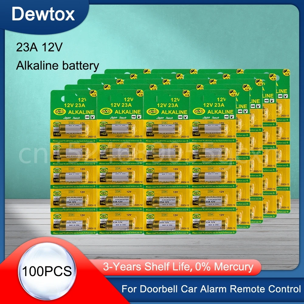 

100Pcs 23A 12V Batteries Remote Control Toys Primary Dry Alkaline Battery L1028 21/23 A23 E23A K23A V23GA GP23A RV08 LRV08 23 A