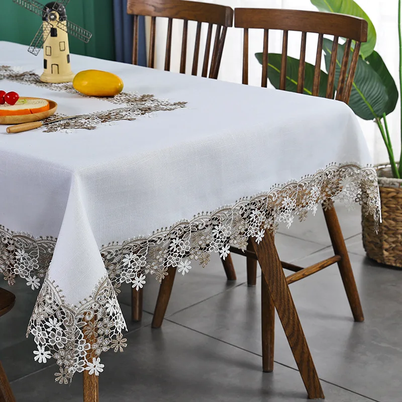 New Arrival Luxury Lace Embroidery Table Cloth Decorative White Linen Tablecloth For Wedding Banquet Cafe Furniture Cover
New Arrival Luxury Lace Embroidery Table Cloth Decorative White Linen Tablecloth For Wedding Banquet Cafe Furniture Cover