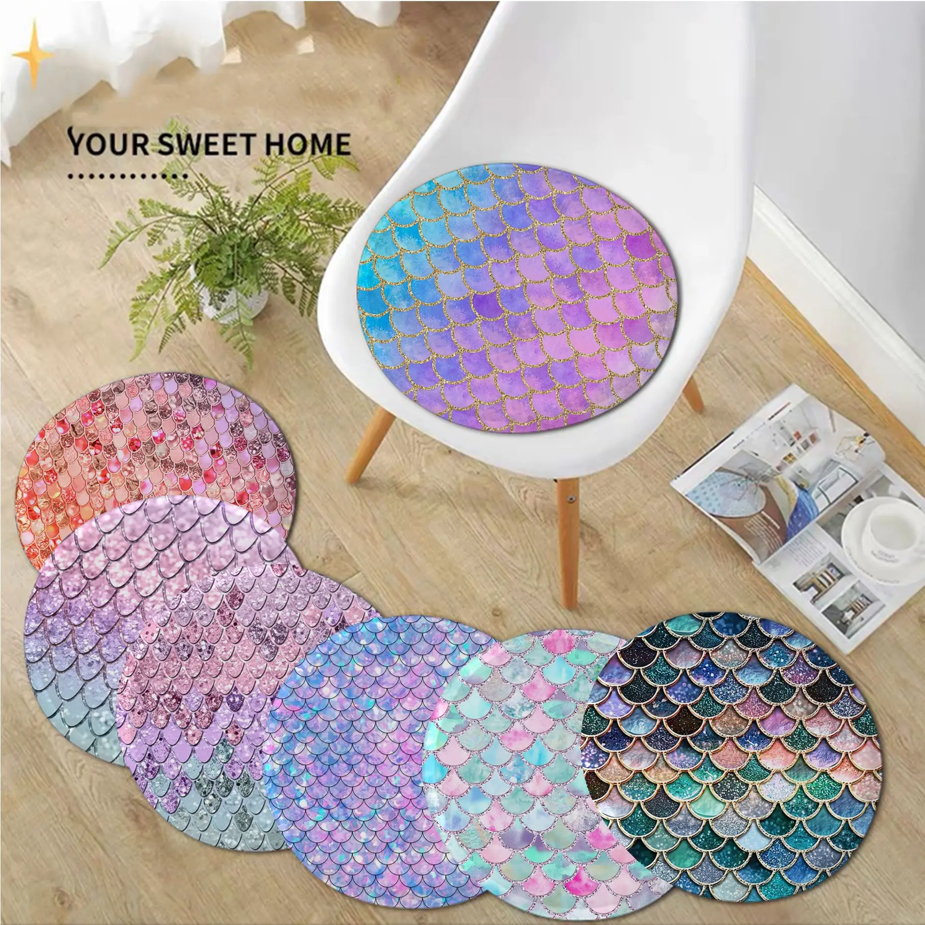 Colorful Mermaid Scales European Sofa Mat Dining Room Table Chair Cushions Unisex Fashion Anti-slip Cushions Home Decor
Colorful Mermaid Scales European Sofa Mat Dining Room Table Chair Cushions Unisex Fashion Anti-slip Cushions Home Decor