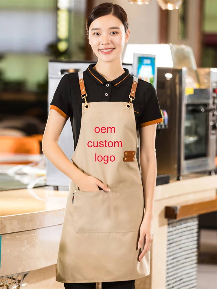 

Personalised the Apron Cafe Bakery Logo Printing Waterproof Canvas Pizza Chef Aprons Kitchen Cooking Sleeveless Bibs Unisex 2022
