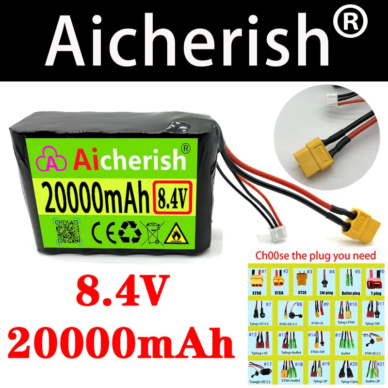 8.4V 20Ah 2S5P 7.4V High Capacity UAV Rechargeable Li-ion Battery For Various RC Airplane Quadrotor XH2.54-3P XT60
8.4V 20Ah 2S5P 7.4V High Capacity UAV Rechargeable Li-ion Battery For Various RC Airplane Quadrotor XH2.54-3P XT60