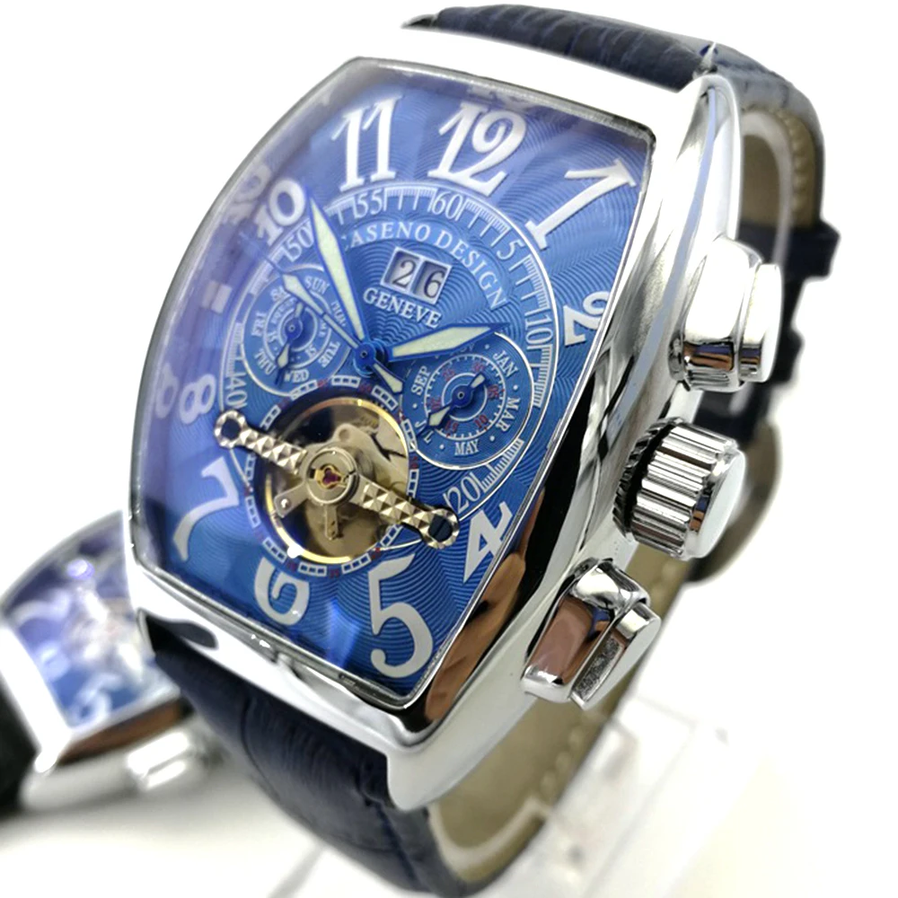 Mens Mechanical Watch Barrel Shape Stainless Steel Waterproof Automatic Calendar Multifunctional Retro Business Tourbillon Watch
Mens Mechanical Watch Barrel Shape Stainless Steel Waterproof Automatic Calendar Multifunctional Retro Business Tourbillon Watch