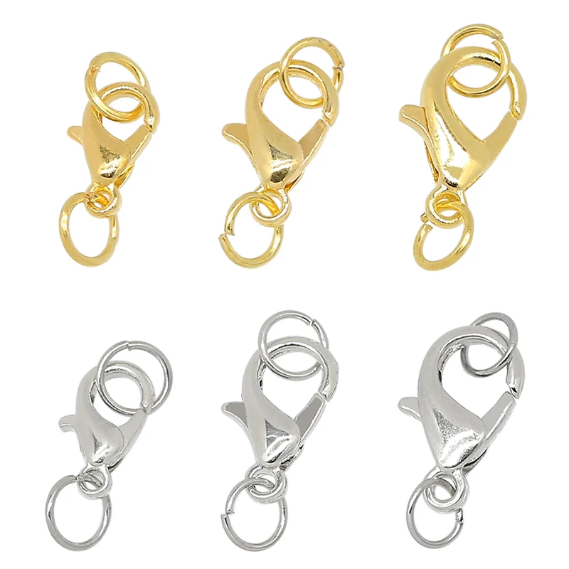 

WLYeeS 10Set Alloy Lobster Clasp Jump Rings Connectors Clasp For Bracelet Necklace Chains DIY Jewelry Making findings 10/12/14mm