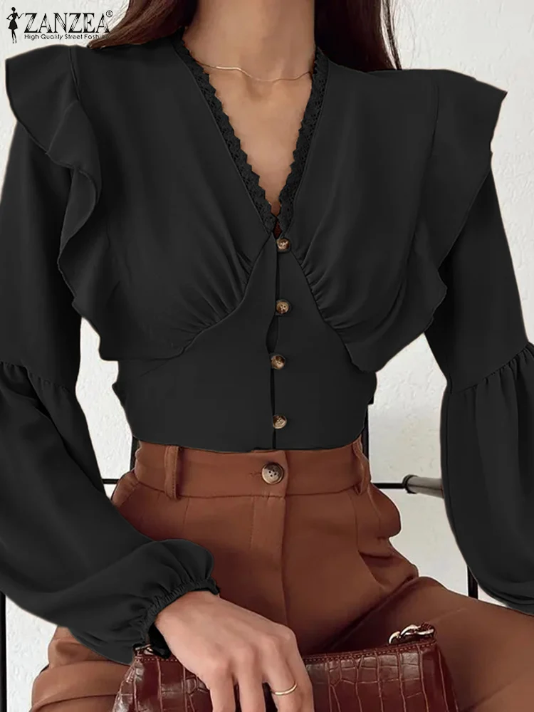 ZANZEA Fashion 2022 Autumn Blouse Lace V Neck Stitching Ruffles Blusas Vintage Lantern Sleeve Tops Buttons Women Elegant Shirt
ZANZEA Fashion 2022 Autumn Blouse Lace V Neck Stitching Ruffles Blusas Vintage Lantern Sleeve Tops Buttons Women Elegant Shirt