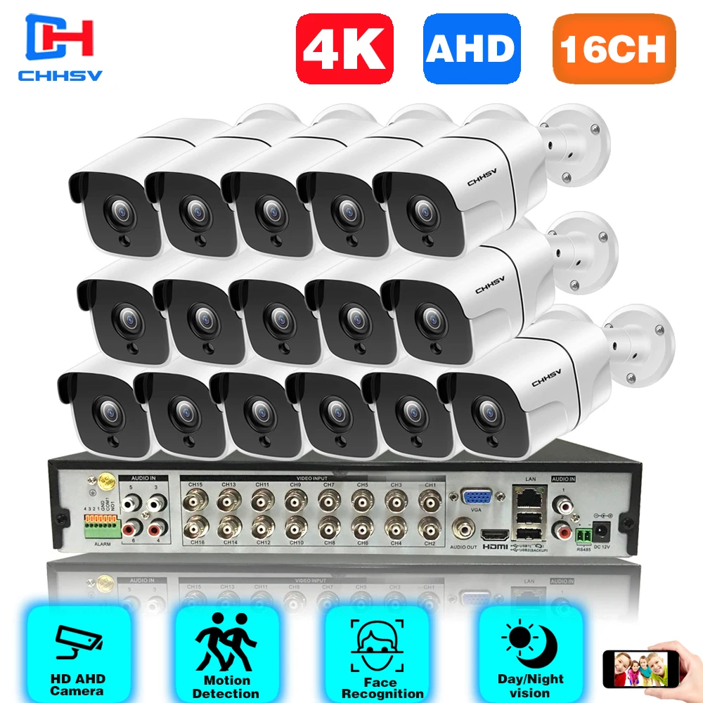 CHHSV 265 8/16 шт. AHD 8MP наружная цилиндрическая камера безопасности 16CH AHD 4K распознавание лица DVR система видеонаблюдения комплект
CHHSV 265 8/16 шт. AHD 8MP наружная цилиндрическая камера безопасности 16CH AHD 4K распознавание лица DVR система видеонаблюдения комплект