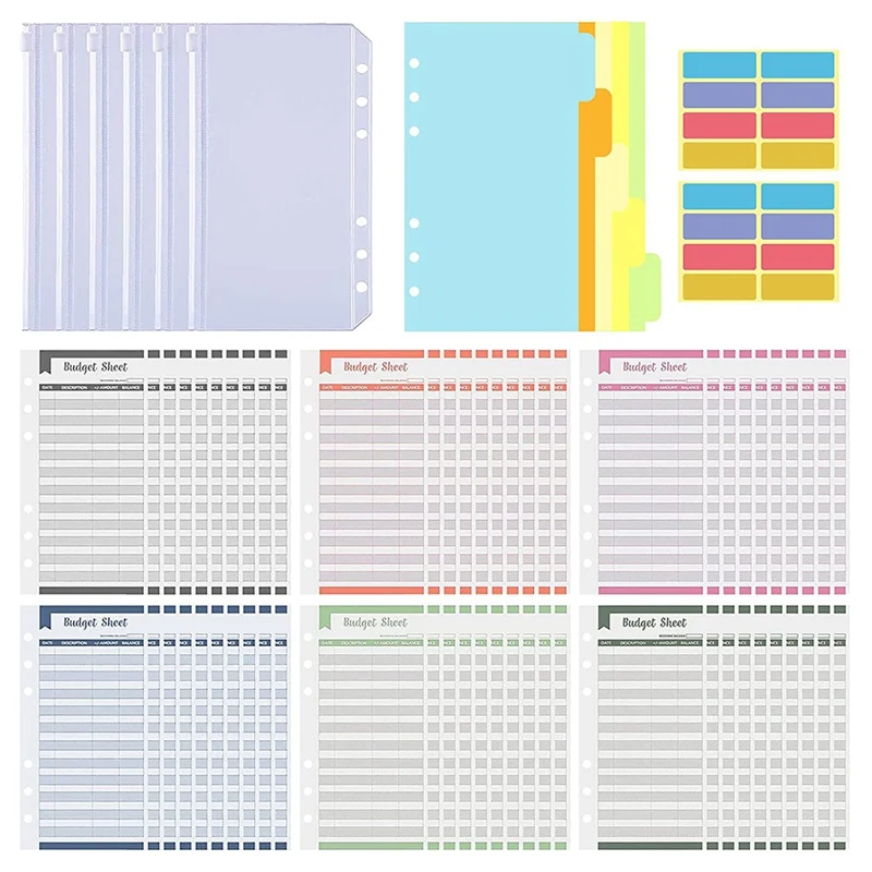 Expense Tracker Budget Sheets 60 Pcs With A6 6Pcs Binder Pocket & 5Pcs Dividers & 2 Sheet Color Sticker Labels For Home
Expense Tracker Budget Sheets 60 Pcs With A6 6Pcs Binder Pocket & 5Pcs Dividers & 2 Sheet Color Sticker Labels For Home