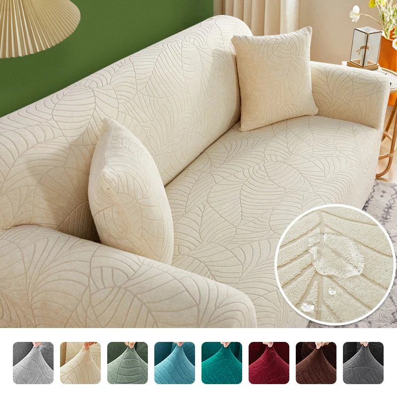 

Waterproof Jacquard Sofa Covers 1/2/3/4 Seats Solid Couch Cover L Shaped Sofa Cover Protector Bench Covers