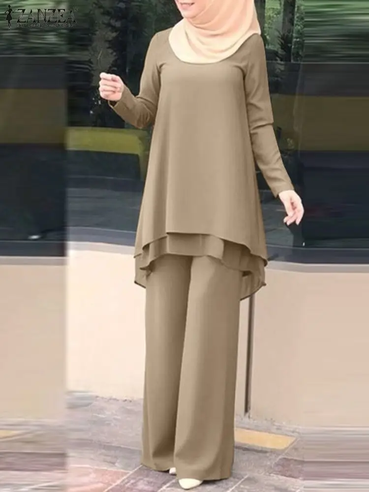 Stylish Women Irregular Blouses ZANZEA 2022 Muslim Sets Wide Leg Pants Long Sleeve Layered Tops Female Turkish Matching Sets 2PC
Stylish Women Irregular Blouses ZANZEA 2022 Muslim Sets Wide Leg Pants Long Sleeve Layered Tops Female Turkish Matching Sets 2PC