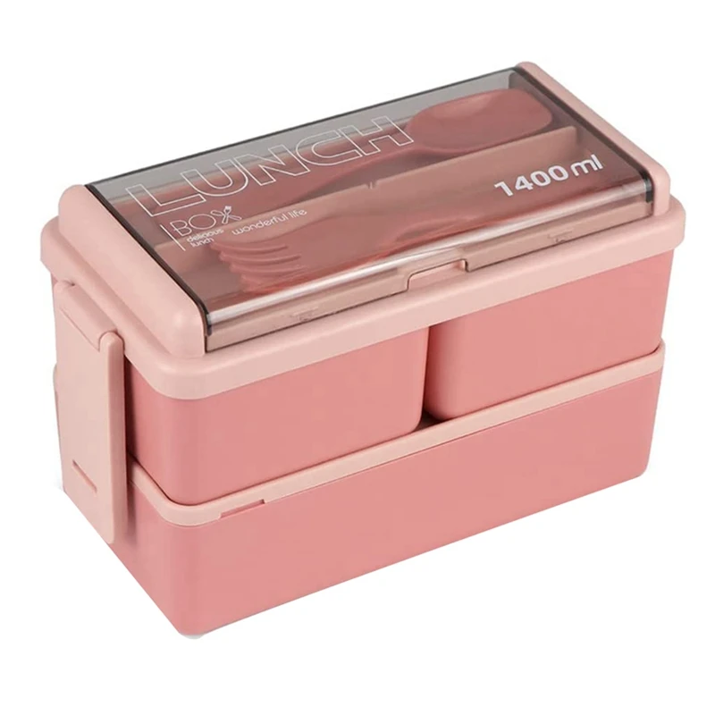 

4X Bento Box Kit, 47,35 OZ Bento Box Ланч-бокс для взрослых, 3 с отделениями бенто коробка для завтрака, контейнеры для еды розовые