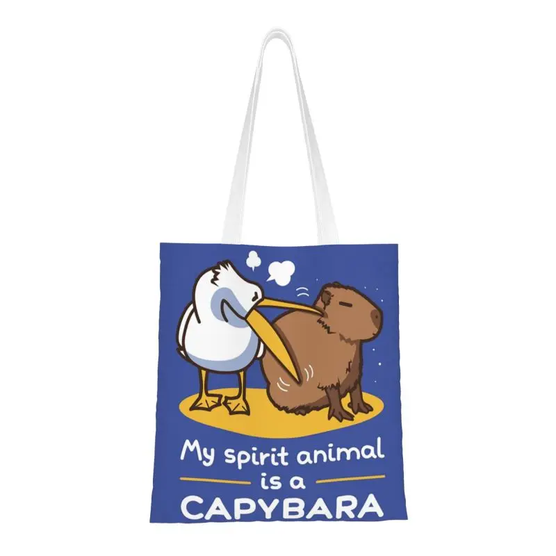 

My Spirit Animal-это продуктовые сумки капибара, сумки для покупок с забавным принтом, Холщовая Сумка-тоут через плечо, прочная сумка для домашних животных