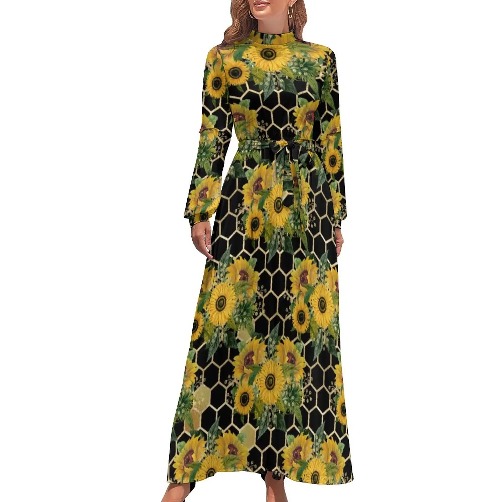 Sunflower Bouquet Dress Long Sleeve Honeycomb Print Sexy Maxi Dress High Waist Aesthetic Graphic Boho Beach Long Dresses Gift
Sunflower Bouquet Dress Long Sleeve Honeycomb Print Sexy Maxi Dress High Waist Aesthetic Graphic Boho Beach Long Dresses Gift