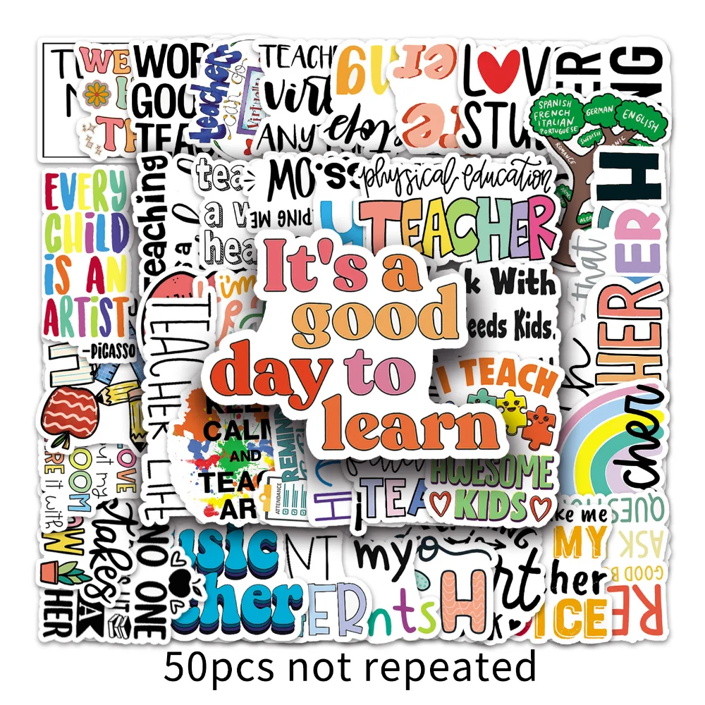 10/50PCS Inspirational Teacher's Day Teach Love Graffiti Stickers for Laptop Scrapbooking Phone Helmet Refrigerator Sticker
10/50PCS Inspirational Teacher's Day Teach Love Graffiti Stickers for Laptop Scrapbooking Phone Helmet Refrigerator Sticker