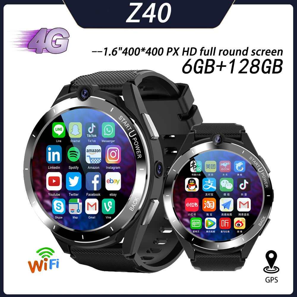 

2023 New 1.6 Inch 4G Call RAM 6GB ROM 128GB Smart Watch Wifi GPS Dual Camera Heartrate Testing Sports Men Blue Tooth Smartwatch