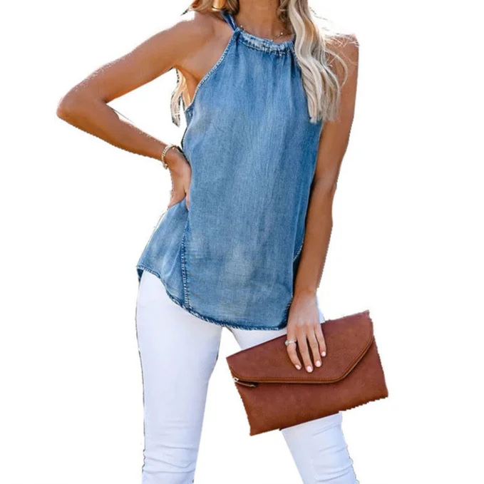 Tops Denim Tanks Women 2021 Fashion Summer Lace Up Halter Casual Blue Sleeveless Loose High Street Vest Tops Plus Size Female
Tops Denim Tanks Women 2021 Fashion Summer Lace Up Halter Casual Blue Sleeveless Loose High Street Vest Tops Plus Size Female