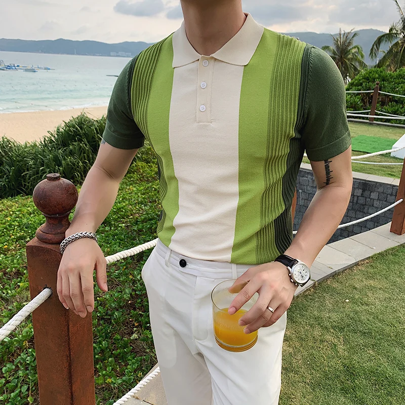 Summer Short Sleeved Knitting Polo Shirt Men Clothing 2022 Turn Down Collar Striped Slim Fit Casual T-Shirt Streetwear Polos
Summer Short Sleeved Knitting Polo Shirt Men Clothing 2022 Turn Down Collar Striped Slim Fit Casual T-Shirt Streetwear Polos