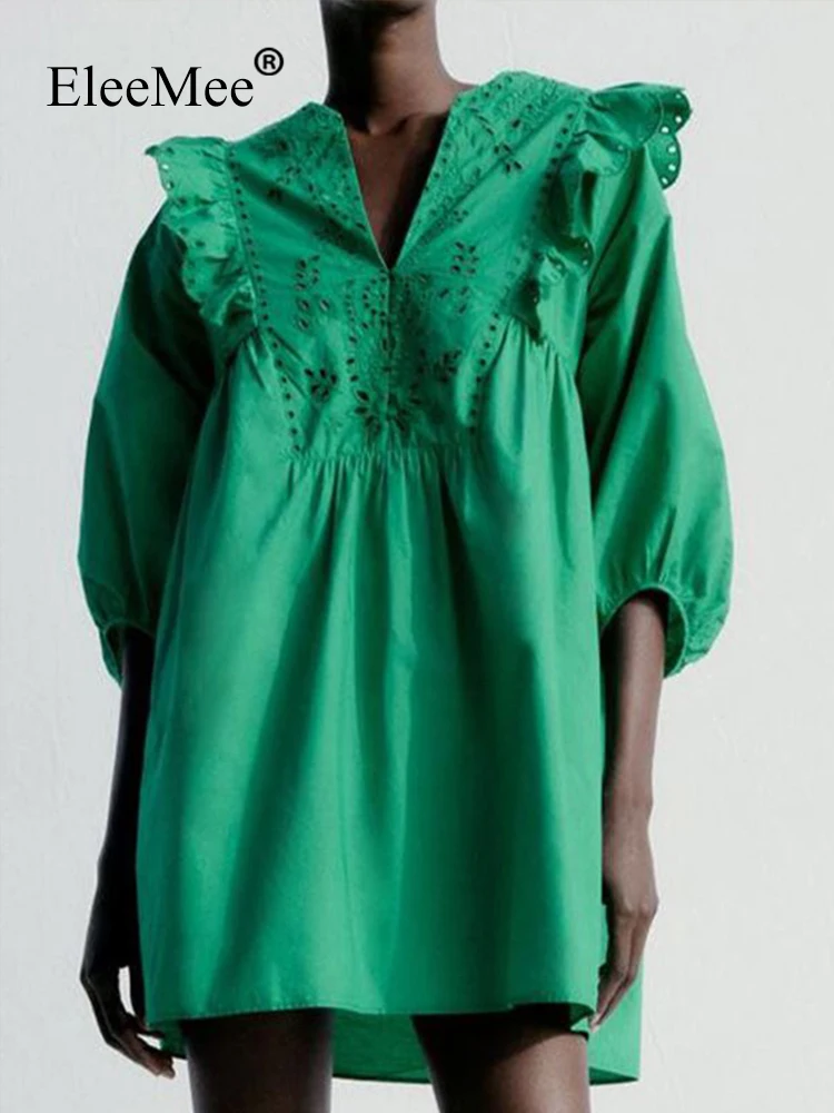 EleeMee Dress Women Hollow Out Loose Mini Dresses For Female Ruffle Green Stylish Ins Fashion New Arrival Vestidos Size Xs-L
EleeMee Dress Women Hollow Out Loose Mini Dresses For Female Ruffle Green Stylish Ins Fashion New Arrival Vestidos Size Xs-L